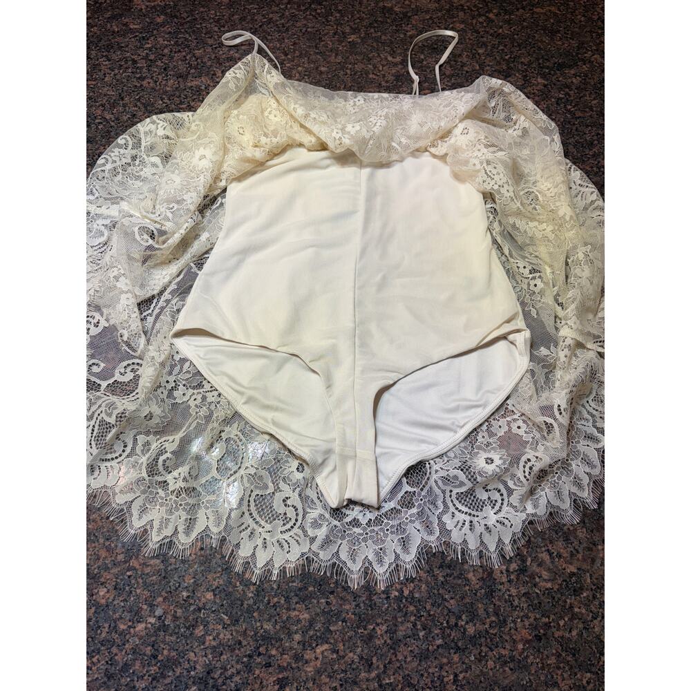 AFRM Babydoll Lace Mini Dress with Built in Bodysuit Cream Size S NWT - Picture 10 of 16